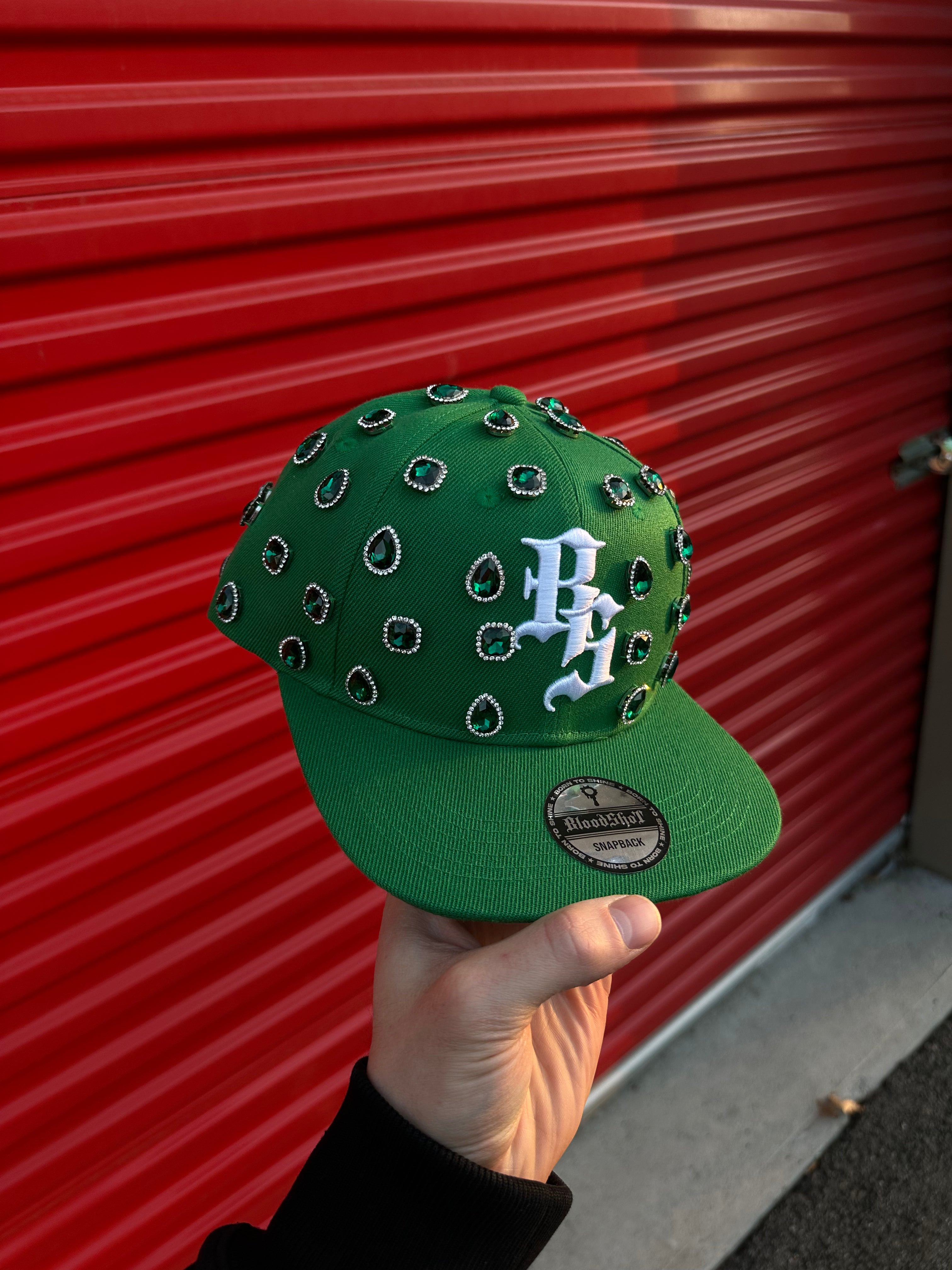 Green Rhinestone Snapback